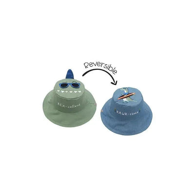 Flap Jack Kids Reversible Kids & Toddler Sun Hat-Dinosaur & Surfer Dino Image 1