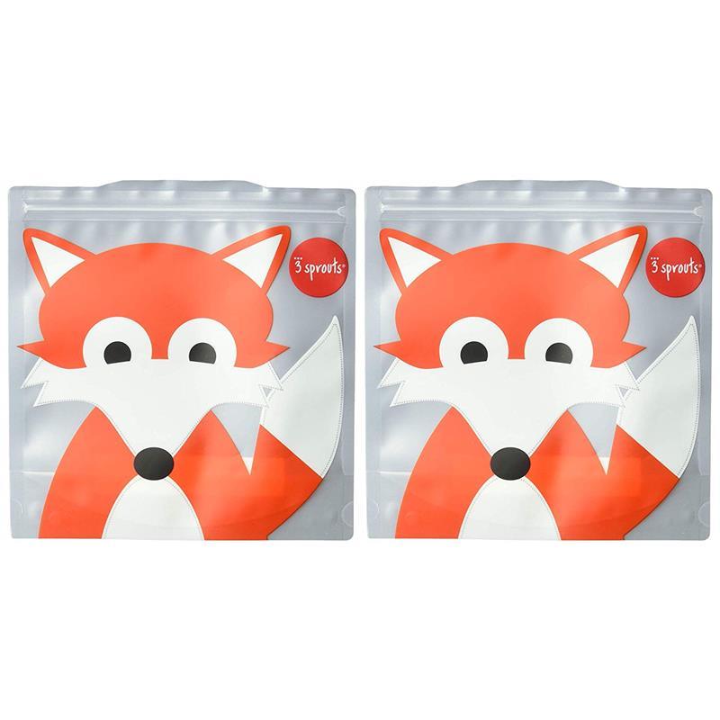 Fox Sandwich Bag Washable and Reasable Zip Top (2 pack) by 3 Sprouts Image 1