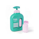 Frida for Kids 2-in-1 Shampoo & Conditioner, 17 oz bottle in teal and pink, featuring pear and apple blossom scent.