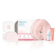 Frida Mom 13Pk Breastfeeding Survival Kit with nursing pads, nipple cream, gel pads, and cleansing wipes in a box.