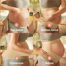 Frida Mom Dual Support Pregnancy Belly Band in clay color, showing how to secure and adjust the maternity support bands.