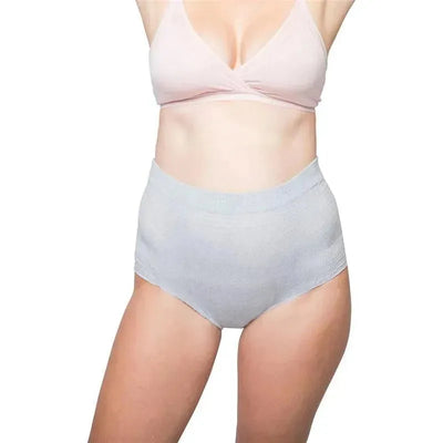Disposable grey underwear designed for postpartum use, ideal for C-section recovery.