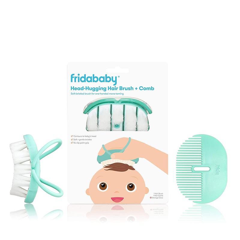 FridaBaby Infant Head-Hugging Hairbrush + Styling Comb Set, Baby Hair Brush Image 1
