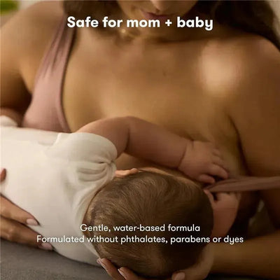 Fridababy Milk Flowing Massage Stick, safe for breastfeeding moms and babies, features a gentle, water-based formula.
