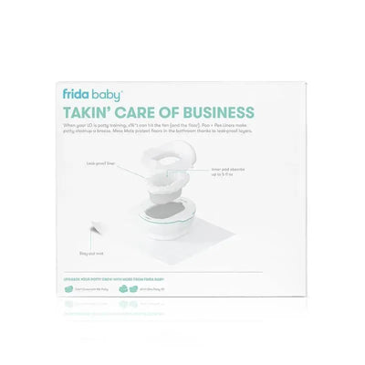 FridaBaby Potty Cleanup Essentials box features leak-proof liners, stay-put mats, and instructions for potty training.