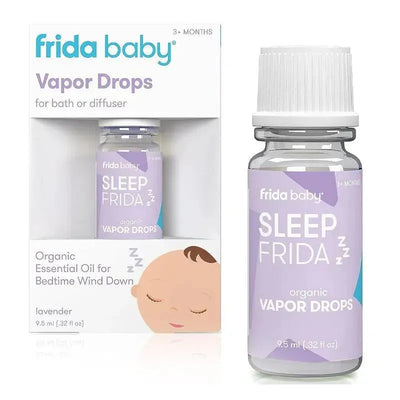 Fridababy Sleep Frida Lavender Bath Drops, a 9.5 ml bottle, promotes bedtime relaxation for infants with organic essential oils.