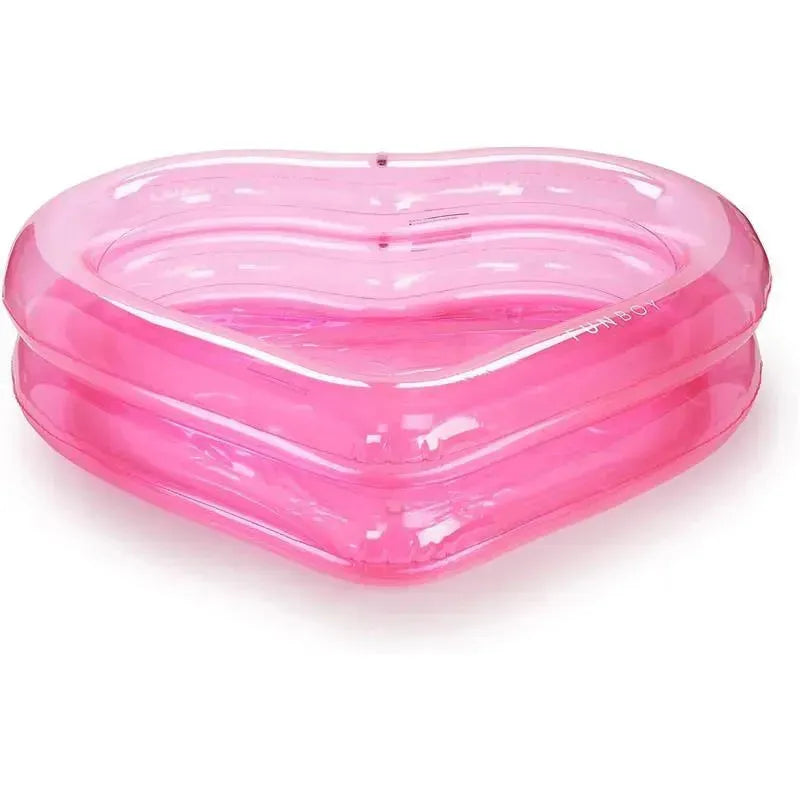 Fun Boy Inflatable Pool Funboy - Giant Inflatable Luxury Clear Pink Heart Kiddie Pool