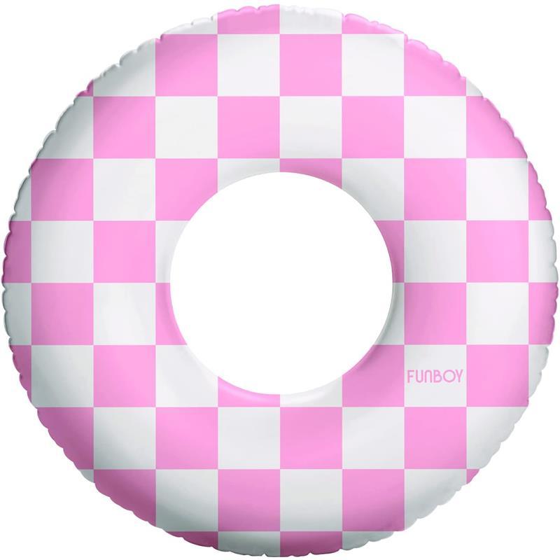 Funboy - Kids 30'' Tube Donut Style Pool Float, Pink Checkers Image 1