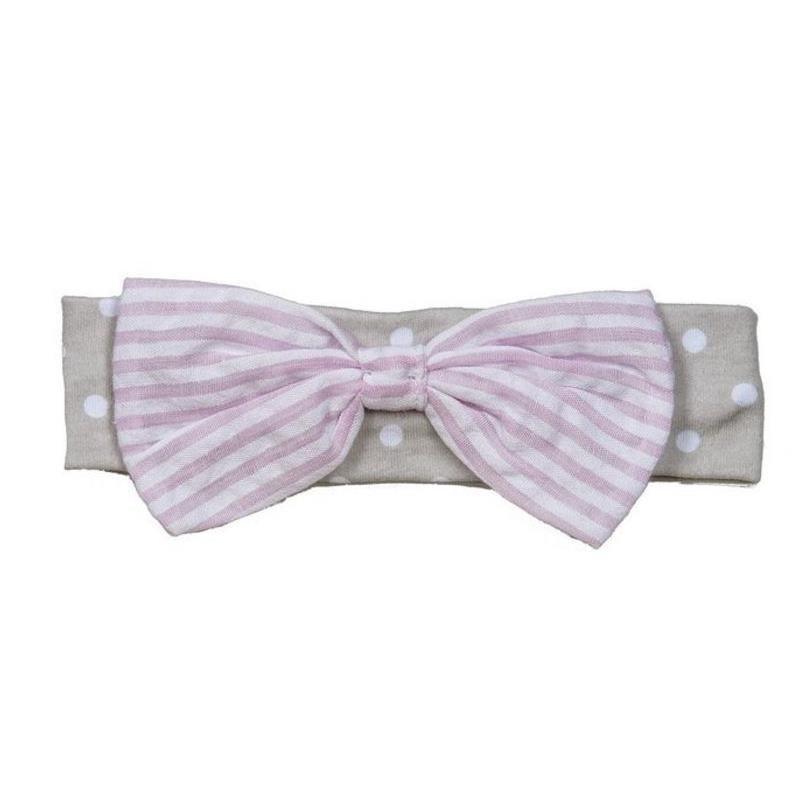 Ganz Gray & Pink Seersucker Bow Headband Image 1