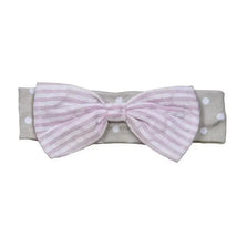 Ganz Gray & Pink Seersucker Bow Headband Image 1