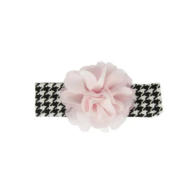 Ganz Houndstooth Headband Pink Flower, 0-12M Image 1