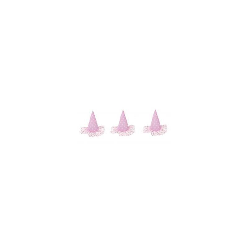 Ganz Pink and White Polka Dotted Light up Birthday Hat Barrette - Set of 3 Image 4