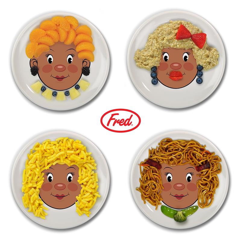 Genuine Fred - Fred Ms. Food Face Dinner Plate for Kids - 8.25” Ceramic Dinnerware Plate Lets Children Create Edible Hairstyles & Accessories - Fun Image 2
