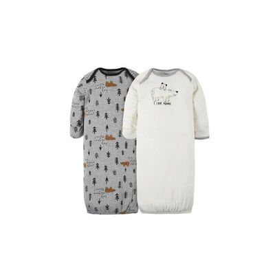 Gerber - 2 Pk Gown Boy Bear, 0/6M Image 1