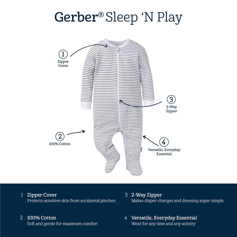 Gerber 2Pk Baby 2-Way Zip Textured Sleep 'N Play, Ponies Image 7