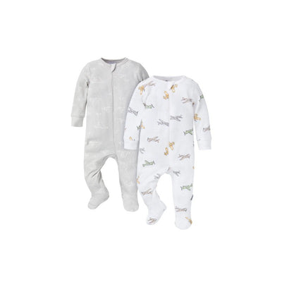 Gerber 2Pk Baby 2-Way Zip Thermal Footed Sleep 'N Play, Airplanes Image 1