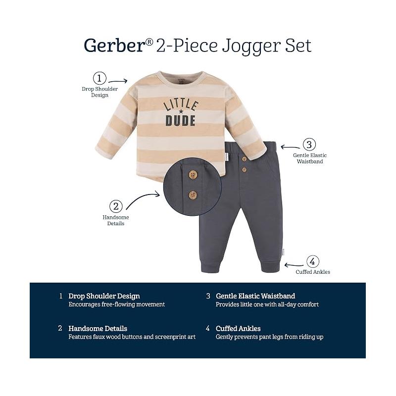 Gerber 2Pk Baby Boys Stay Wild Jogger Set Image 2