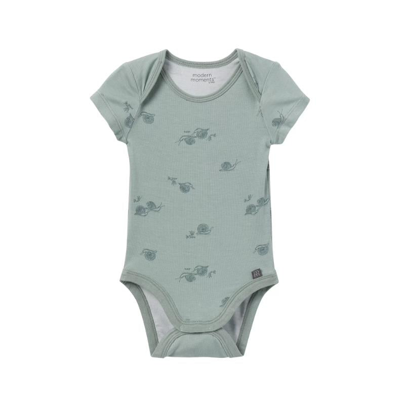 Gerber 2Pk Baby Boys Teal Snails Bodysuits Image 2