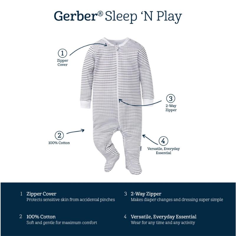 Gerber 2Pk Baby Neutral Ivory French Breakfast Bodysuits Image 5
