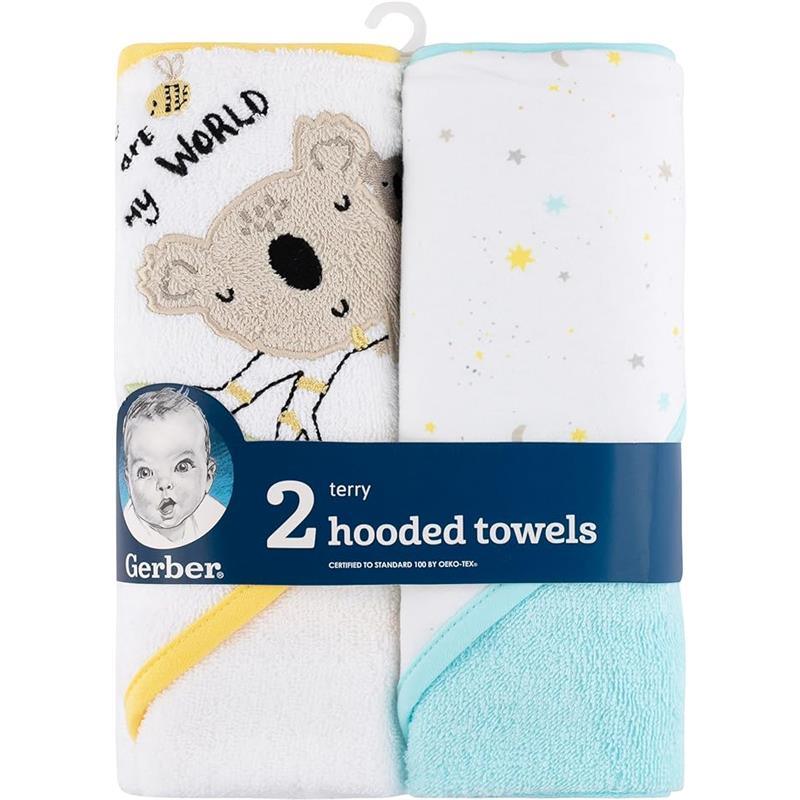 Gerber - 2Pk Terry Hooded Towels, Neutral Little Animals Image 5