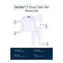 Gerber - 3Pc Take Me Home Set Prepack Whale White - 0-3M Image 6