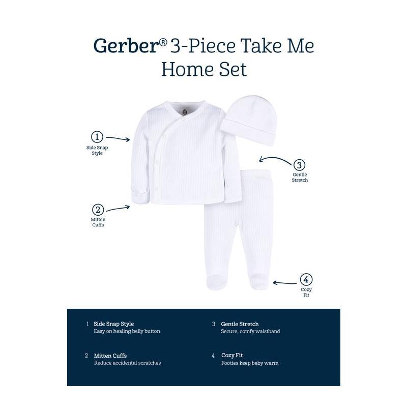 Gerber - 3Pc Take Me Home Set Prepack Whale White - 0-3M Image 6