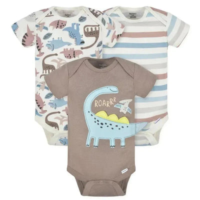 Gerber - 3Pk Baby Boy Short Sleeve Onesies Dino Image 1