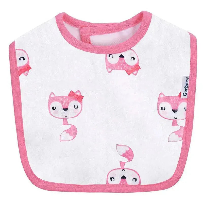 Gerber - 3Pk Terry Dribbler Bib, Pink Fox One Size Girl Image 5