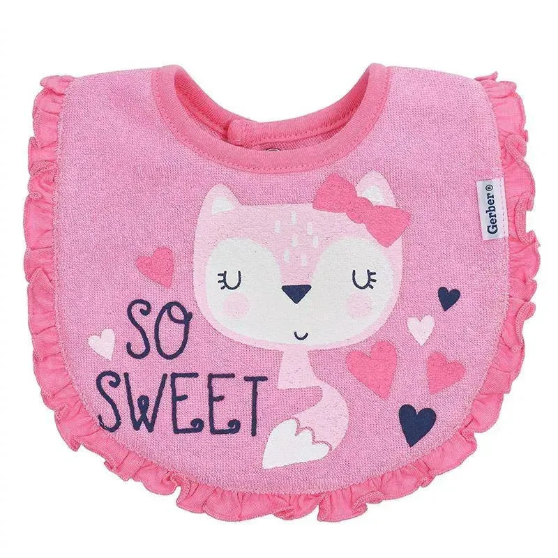 Gerber - 3Pk Terry Dribbler Bib, Pink Fox One Size Girl Image 7
