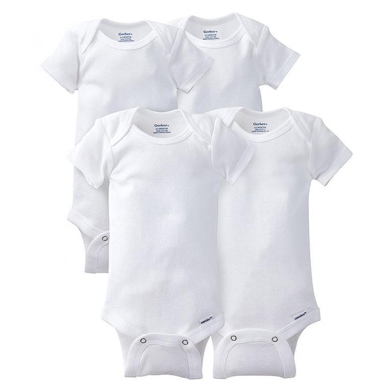 Gerber 4-pack White Onesies Short Sleeve Bodysuits Image 1