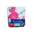 Gerber 4pc Flamingo Hooded Baby Towels & Baby Washcloths.