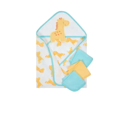 Gerber 4pc Giraffe Hooded Baby Towels & Baby Washcloths.