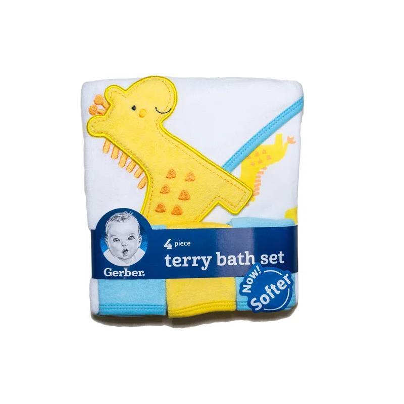 Gerber 4pc Giraffe Hooded Baby Towels & Baby Washcloths.