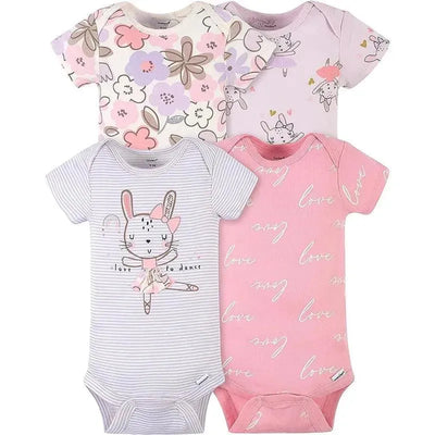 Gerber - 4Pk Baby Short Sleeve Onesies - Bunny Ballerina Image 1