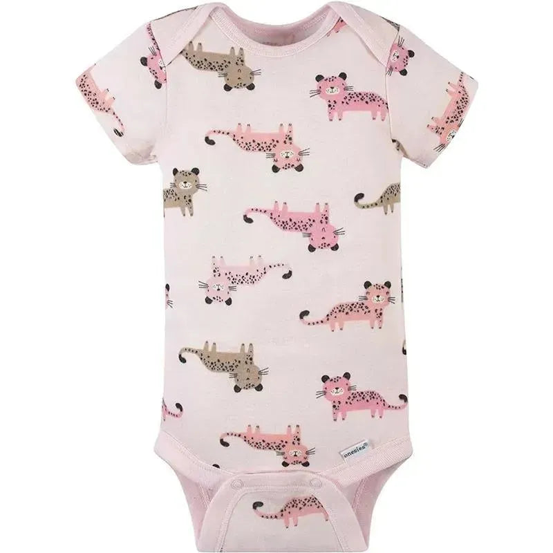 Gerber - 4Pk Baby Short Sleeve Onesies - Girl Leopard Image 3