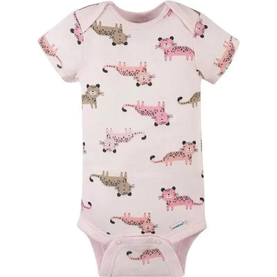 Gerber - 4Pk Baby Short Sleeve Onesies - Girl Leopard Image 3