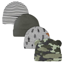 Gerber - 4Pk Cap Boy Bear, Newborn Image 1