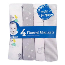 Gerber - 4Pk Flannel Blanket Neutral One Size, Baby Animals Image 2