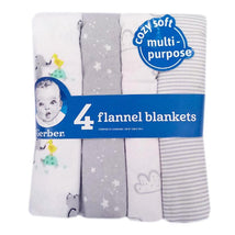 Gerber - 4Pk Flannel Blanket Neutral One Size, Baby Animals Image 3
