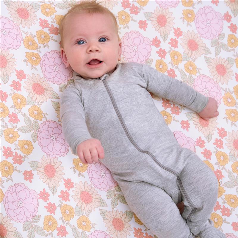 Gerber Baby 2Pk Unisex Knit Crib Sheet, Retro Floral, One Size Image 4