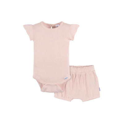 Gerber Baby Girls' Bodysuit and Shorts Set, Crystal Pink Image 1