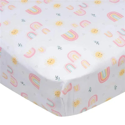 Gerber Bedding - 1Pk Fitted Baby Crib Sheet - Girl Rainbows Image 1