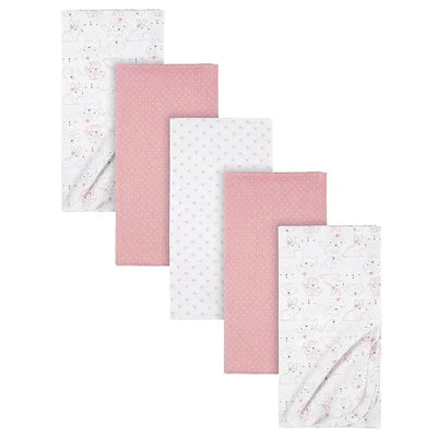 Gerber Bedding - 5Pk Flannel Baby Blanket - Girl Rainbows Flower Image 1