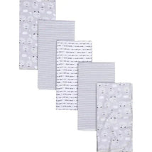Gerber Bedding - 5Pk Flannel Baby Blanket - Neutral Sheep Cloud Image 1