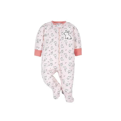 Gerber Footed Sleep N Play Baby Girl, Bunny 3-6M Image 1
