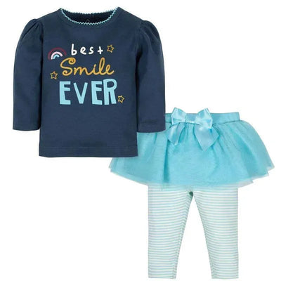 Gerber Sleeve Shirt & Tutu For Newborn Baby Girl, Best Smile Ever Image 1