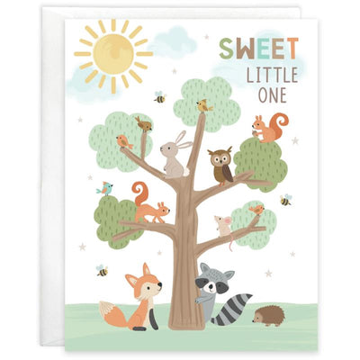 Gina B Designs - Baby Greeting Card Forest Animal Tree Image 1