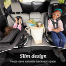 Graco EasyTurn 360 2-in-1 Rotating Convertible Car Seat, Cyran, with a child and groceries in a spacious backseat.