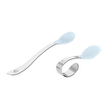 Green Sprouts - 2Pk Silicone & Stainless Steel Training Spoons, Light Blueberry Image 1