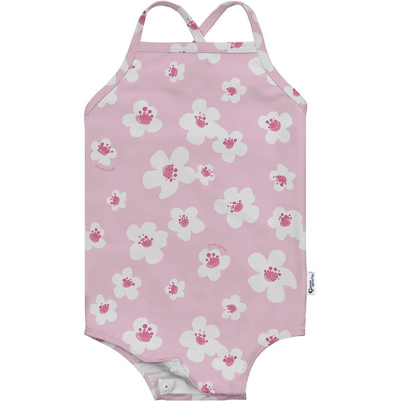 Green Sprouts - Easy-Change Eco Swimsuit, Light Pink Large Blossoms Image 1
